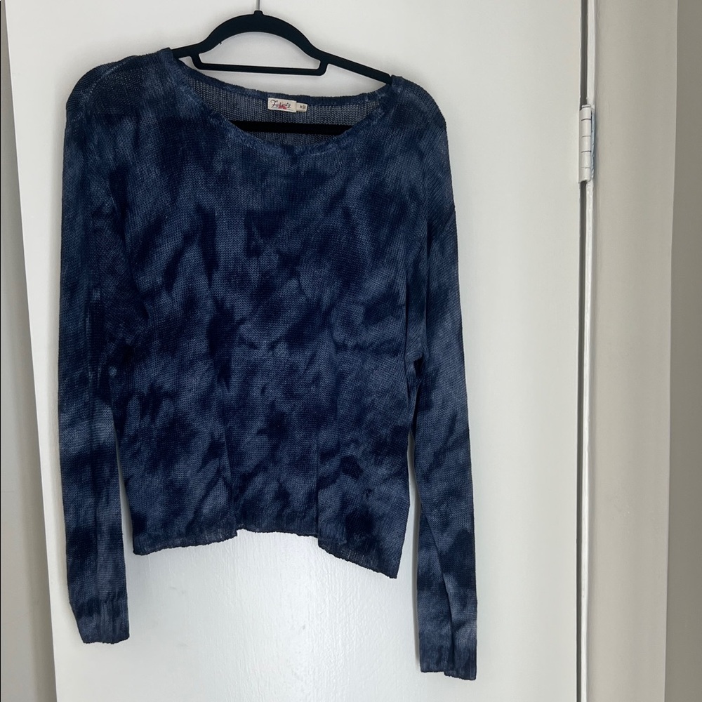 Faherty Blue Tie-Dye Long Sleeve Top